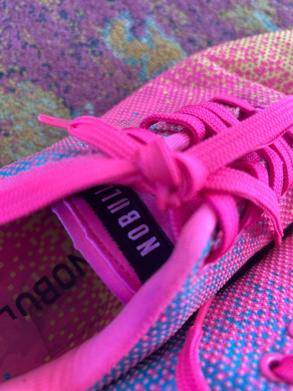 NOBULL | Unisex Bright Pink/Rainbow Glitch Training Shoe Pink Laces Mens 8.5 W10 - Picture 12 of 16